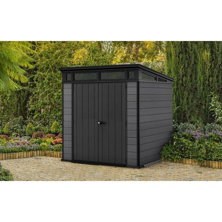 Keter 7x 7 Cortina Heavy Duty Plastic Pent Shed – Dark Grey - Image 3