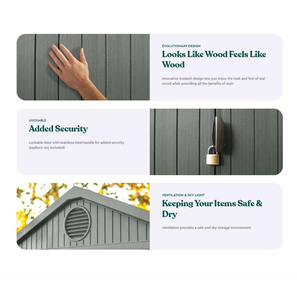 Keter 6×8 Darwin Heavy Duty Plastic Garden Shed – Green - Image 7