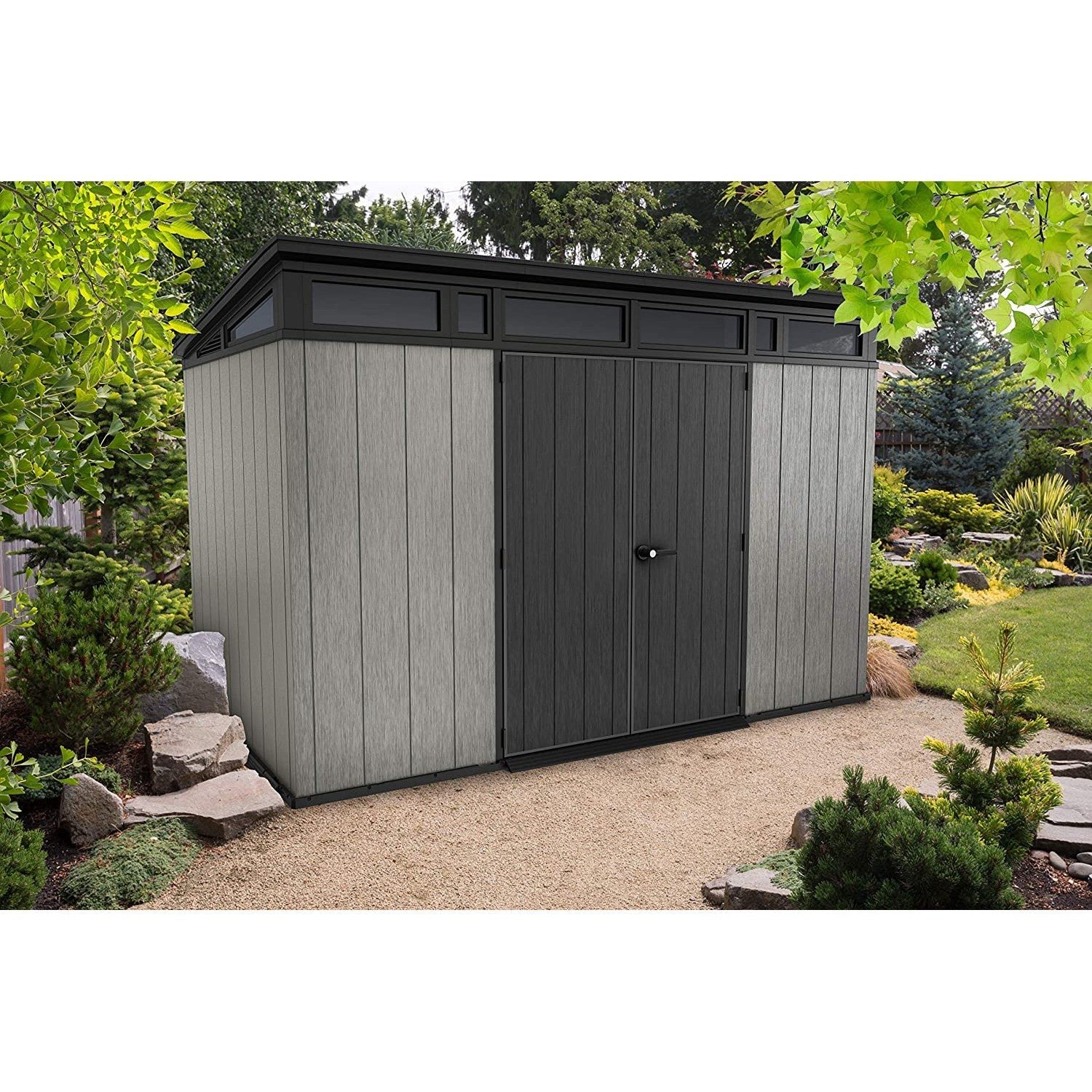 Keter 11x 7 Artisan Heavy Duty Plastic Pent Shed – Grey - Image 9