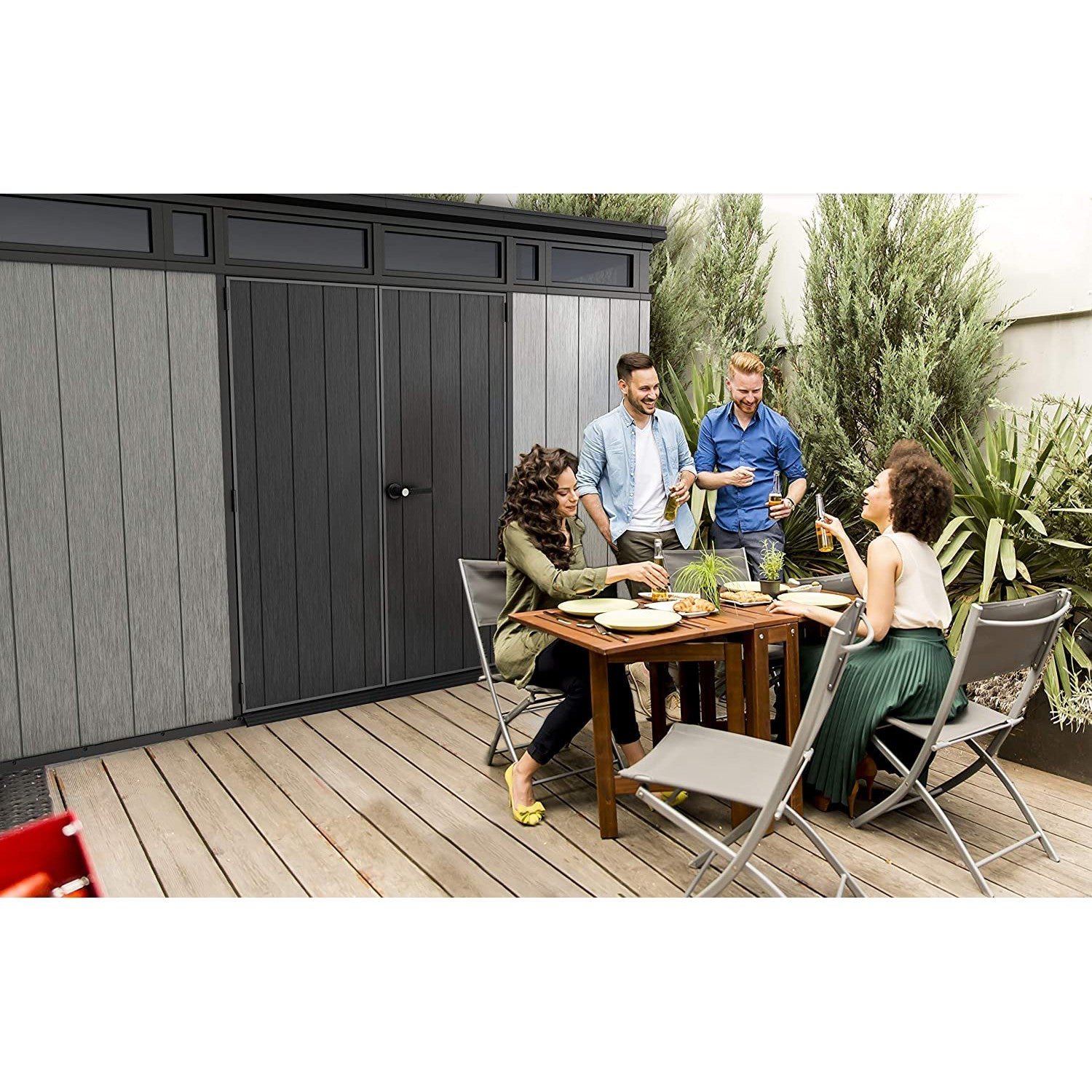 Keter 11x 7 Artisan Heavy Duty Plastic Pent Shed – Grey - Image 2
