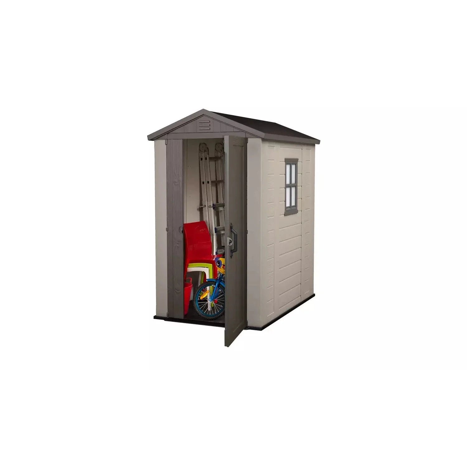 Keter 4×6 Factor Heavy Duty Plastic Garden Shed – Beige - Image 8