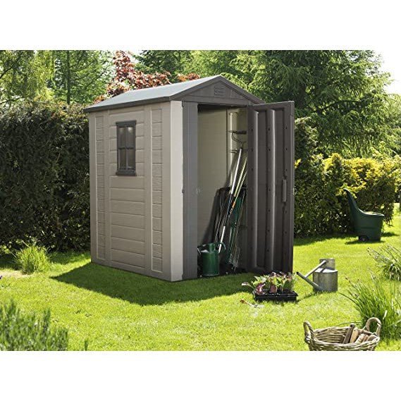 Keter 4×6 Factor Heavy Duty Plastic Garden Shed – Beige - Image 2