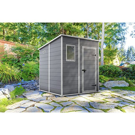 Keter 6 x 6 Manor Plastic Pent Garden Storage Shed – Grey - Image 9