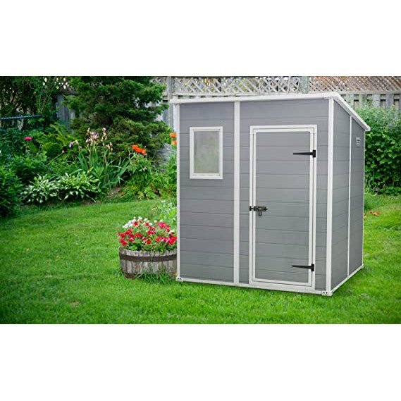 Keter 6 x 6 Manor Plastic Pent Garden Storage Shed – Grey - Image 8
