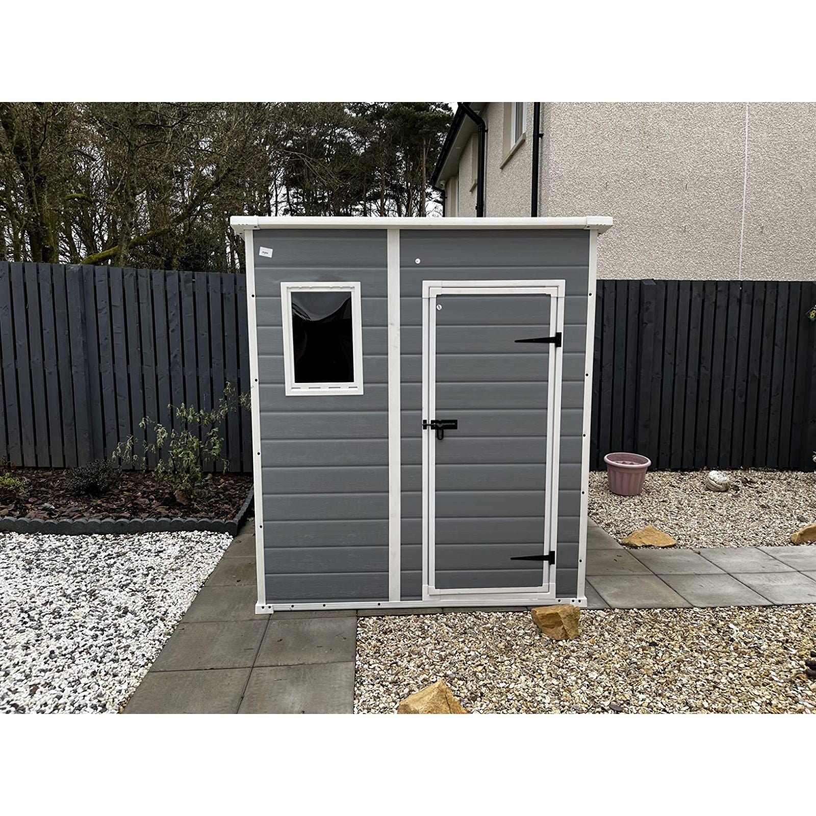 Keter 6 x 6 Manor Plastic Pent Garden Storage Shed – Grey - Image 4