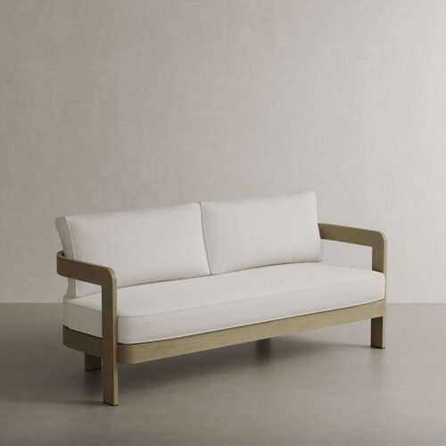 N3 Oak Three Seater Sofa Cirrus Textured Weave