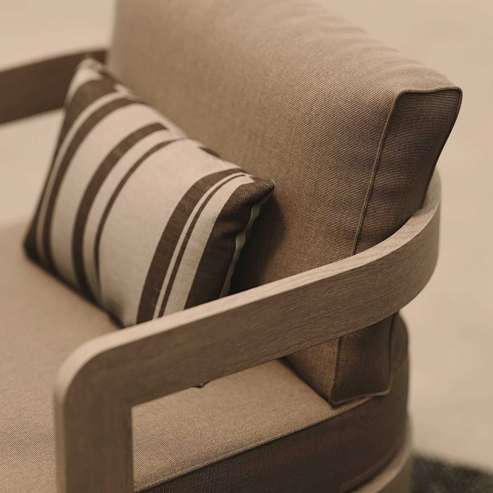 N3 Oak Lounge Chair Wheat Canvas - Image 4
