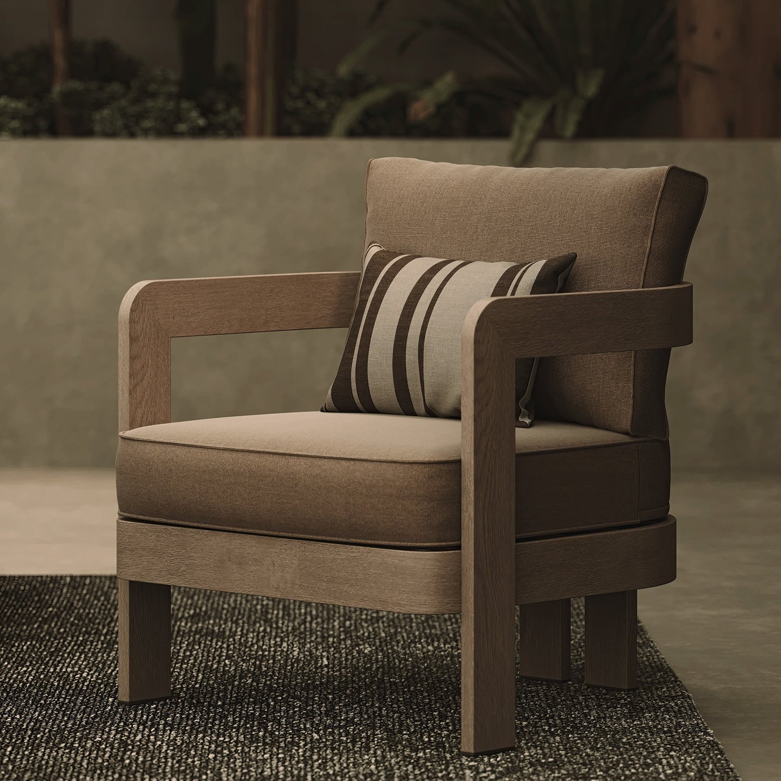N3 Oak Lounge Chair Wheat Canvas - Image 2