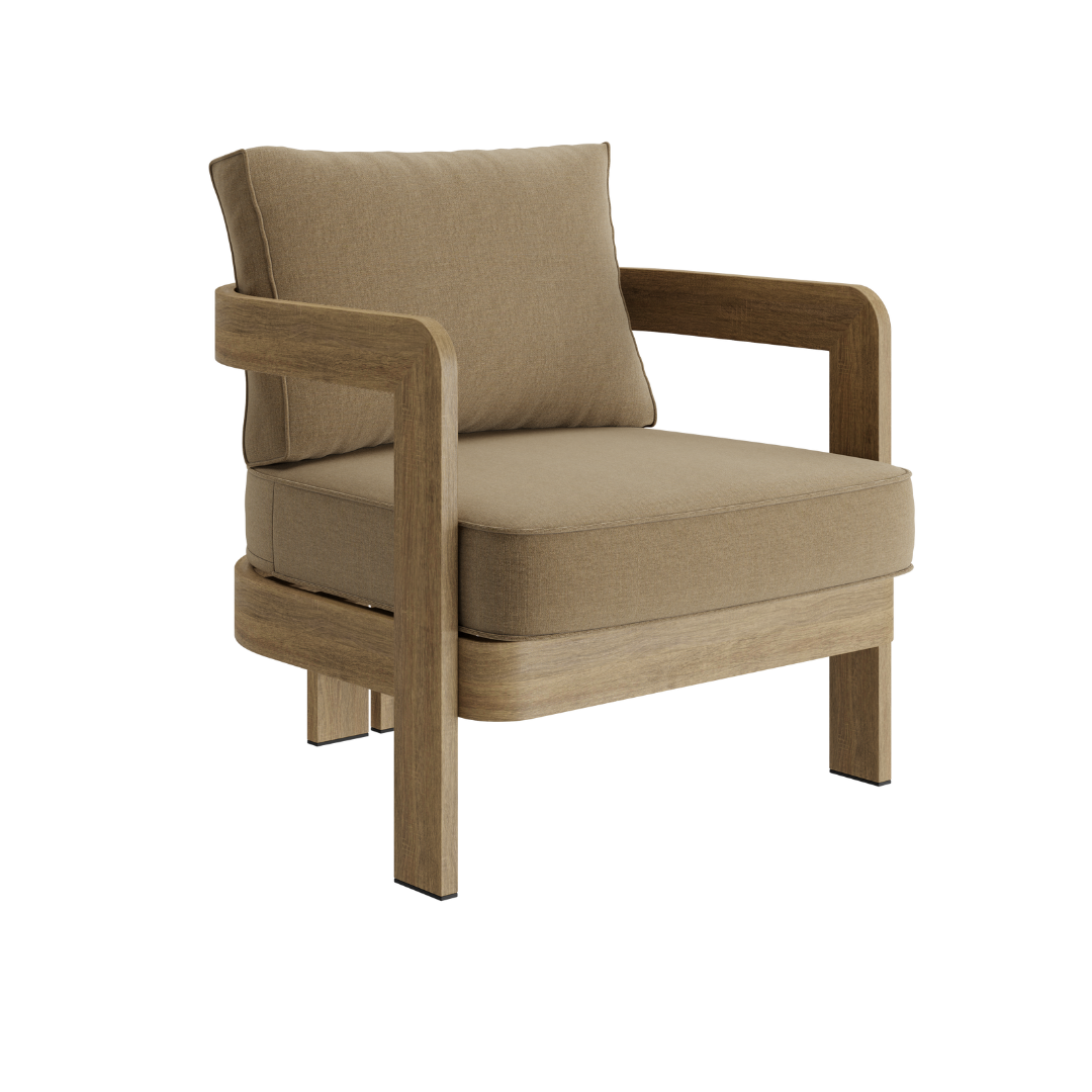 N3 Oak Lounge Chair Wheat Canvas - Image 5