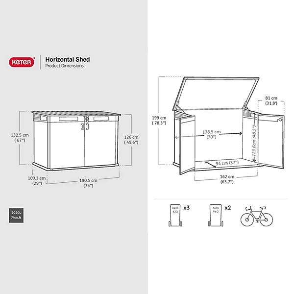 Keter Signature Decocoat Walnut 2020L Pent Garden storage 6×3 ft (H)1325mm (W)1905mm - Image 3
