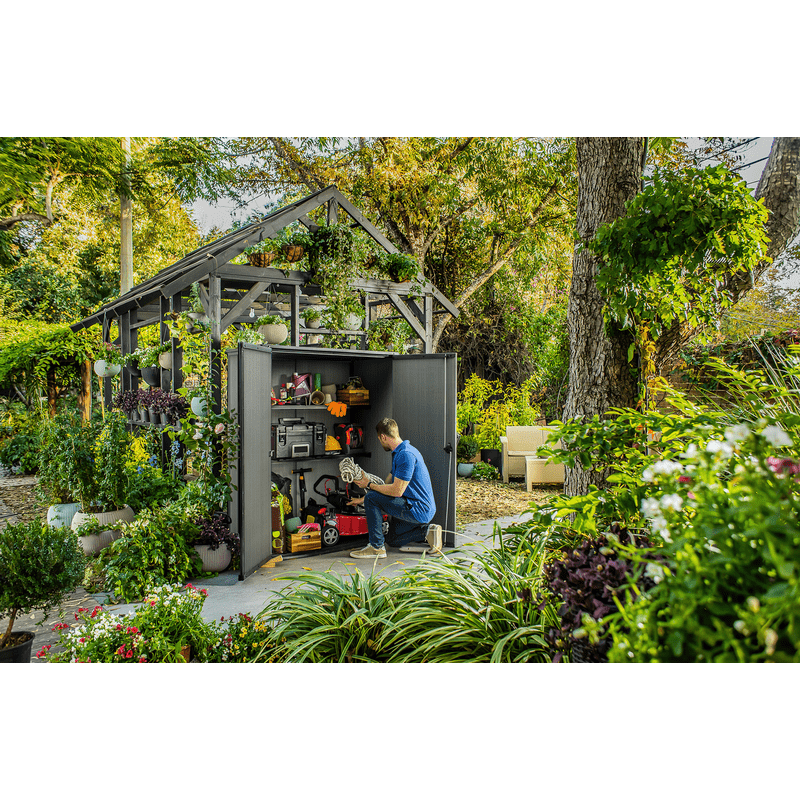 Keter 4×2 Cortina Alto Heavy Duty Vertical Plastic Garden Shed with Shelves - Image 5