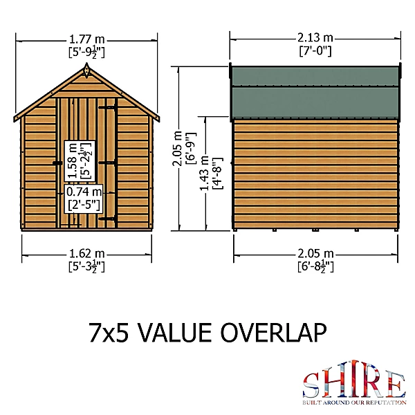 Shire Overlap 7×5 Single Door Windowless Value Garden Building - Image 8